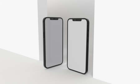 3d render illustration generic phone mock up in a white design high keyの写真素材
