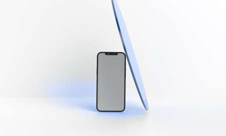 3d render illustration generic phone mock up in a white design high key