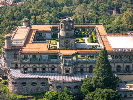 Chapultepec Castle Timelapse with Fireworks at Nightの写真素材