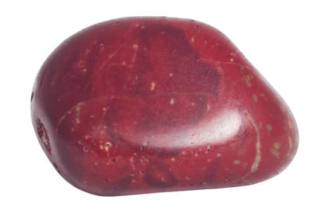 small pebble of red jasper macro isolated on whiteの写真素材