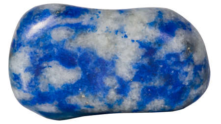 small lazurite pebble macro isolated on whiteの写真素材