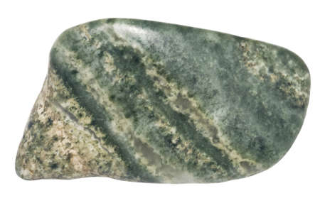 ophicalcite pebble selective focus macro isolated on whiteの写真素材