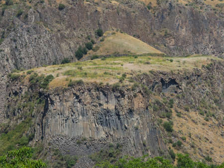 Rock formation basalt columns Symphony of the Stones near Garni, Armenia, selective focus.の写真素材