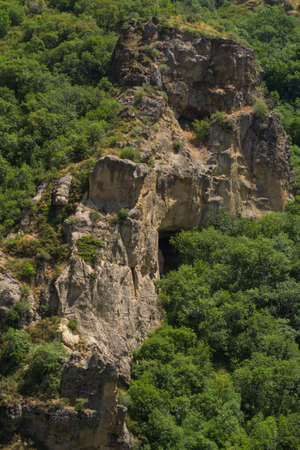 View of mountains landscape in Geghard, Armenia, selective focus.