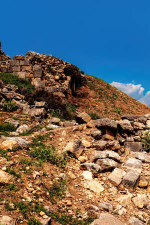 Ruins at ancient Lycian town Tlos, Mugla province, Turkey, selective focus.の写真素材