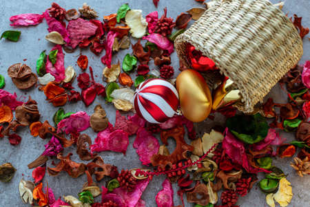 Still life with Christmas tree and home decorations
