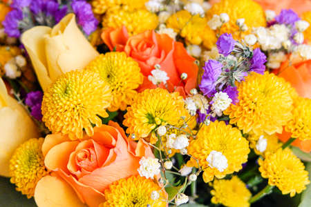 A bunch of colorful flowers, close-up viewの写真素材