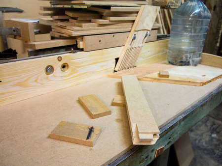 Carpentry workshop at the middle of work dayの写真素材