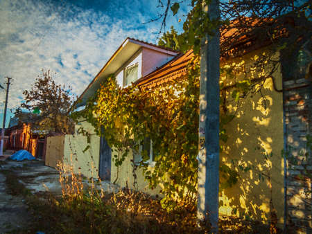 A private house in ukrainian town in octoberの写真素材