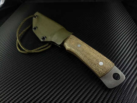 Custom hand forged knife with jeans micarta handlesの写真素材