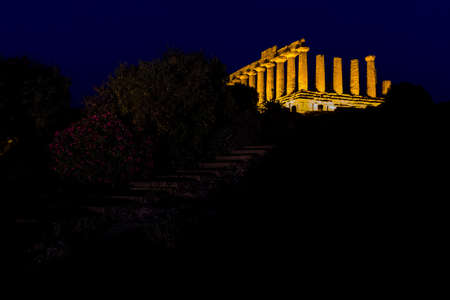 Temple of Juno by night, Agrigento の写真素材