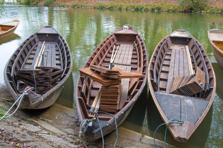 Stocherkahn. Typical german narrow boatの写真素材