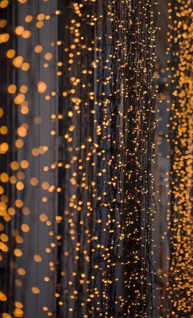 Street garlands close up in a holiday