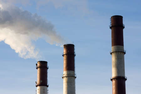 Three pipes on a background of the skyの写真素材
