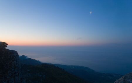 Morning before sunrise in Crimean mountains, Ukraineの写真素材