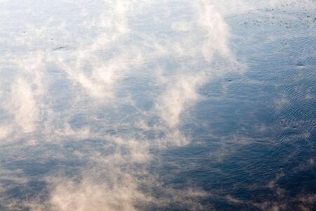 wind above the river in winter dayの写真素材