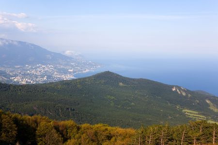 view from mountain top to Yalta, Crimeaの写真素材