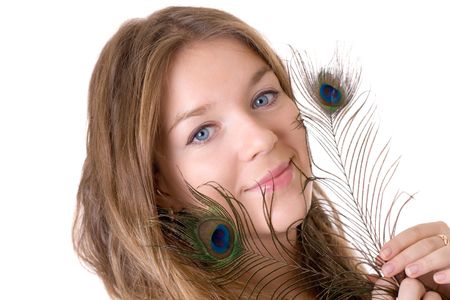 Portrait of the beautiful girl with blue eyesの写真素材