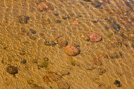 Transparent water on a beach in a sunny day