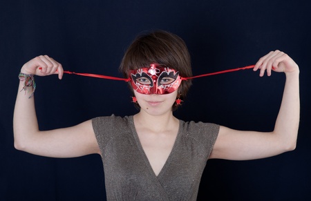 Portrait of the girl in a maskの写真素材