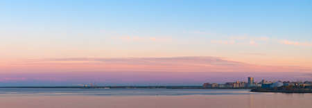 Panorama of gulf of Finland at a dawn, Sankt-Peterburgの写真素材