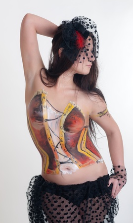 portrait of the girl with corset drawingの写真素材