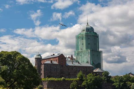 An ancient castle in the city of Vyborg, spring dayのeditorial素材