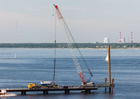 construction of a new bridge across the Gulf of Finland, Sankt-Peterburgの写真素材