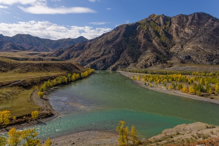 the merger of two rivers, Altai, Russiaの写真素材