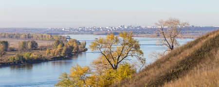 autumn landscape on the river Kama, Russia