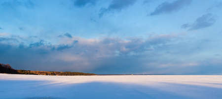 Gulf of Finland in sunny winter day, panoramaの写真素材