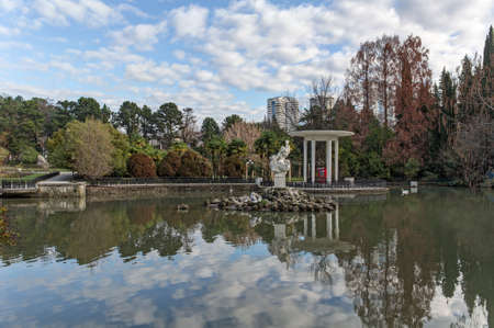 landscape in autumn park in Sochi, Russiaの写真素材