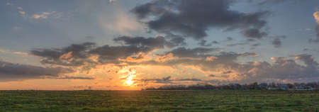 panorama of sky with clouds at dawn