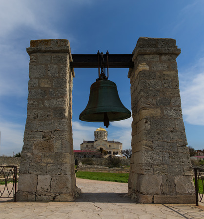 alarm bell and the Cathedral in Chersonesosの写真素材