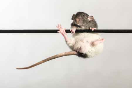 baby rat on a stick close upの写真素材