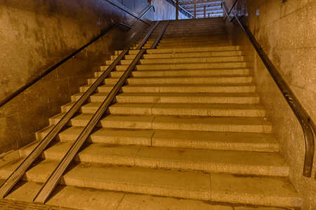 bottom view of the staircase in the underpass