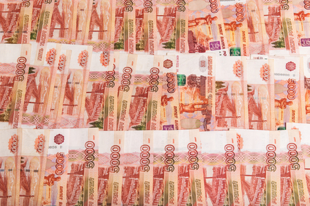 abstract background of banknotes nominal value of 5000 rubles