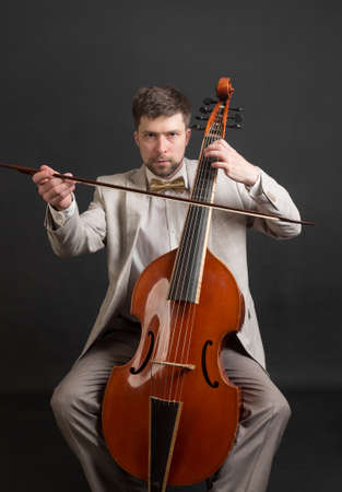 Portrait of a musician playing the viola da gamba