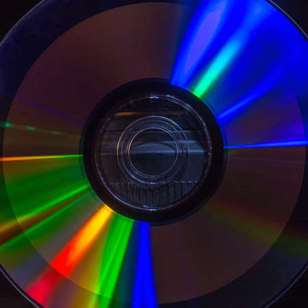 refraction of light on the surface of a compact discの写真素材