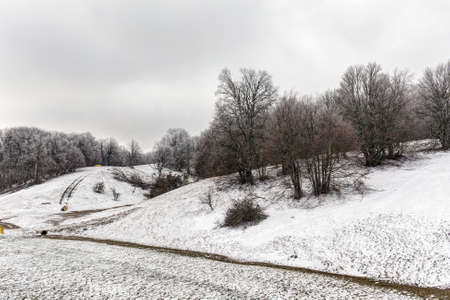 landscape with last snow in the springの写真素材