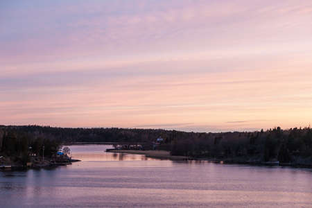 Landscape in the early morning by the seaの写真素材
