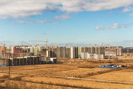 Construction of a new district on the outskirts of Sankt-Petersburgの写真素材