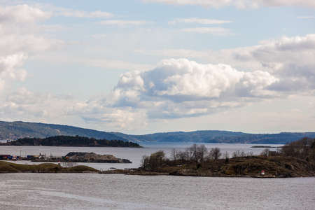 Landscape in the fjord near the coast of Norwayの写真素材