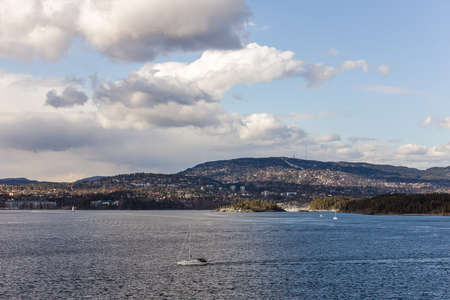 Landscape in the bay near the coast in Osloの写真素材