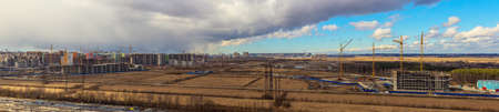 Panorama of the construction of a new district of Snkt-Peterburgのeditorial素材