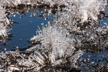 Abstract melting ice in spring close upの写真素材