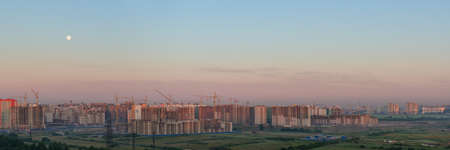 morning sky above the construction site, panoramaの写真素材