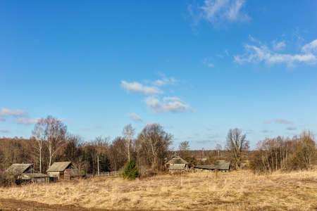 Rural landscape in early spring on a sunny dayの写真素材