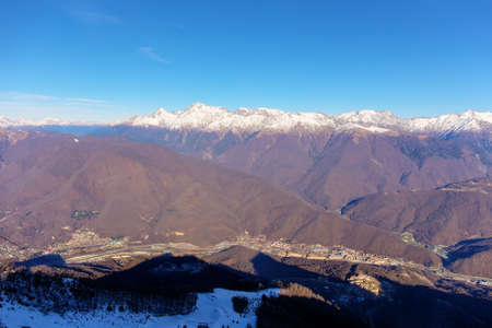 Top view of a valley in the Caucasus mountains