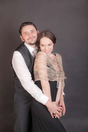 studio portrait of a couple in love